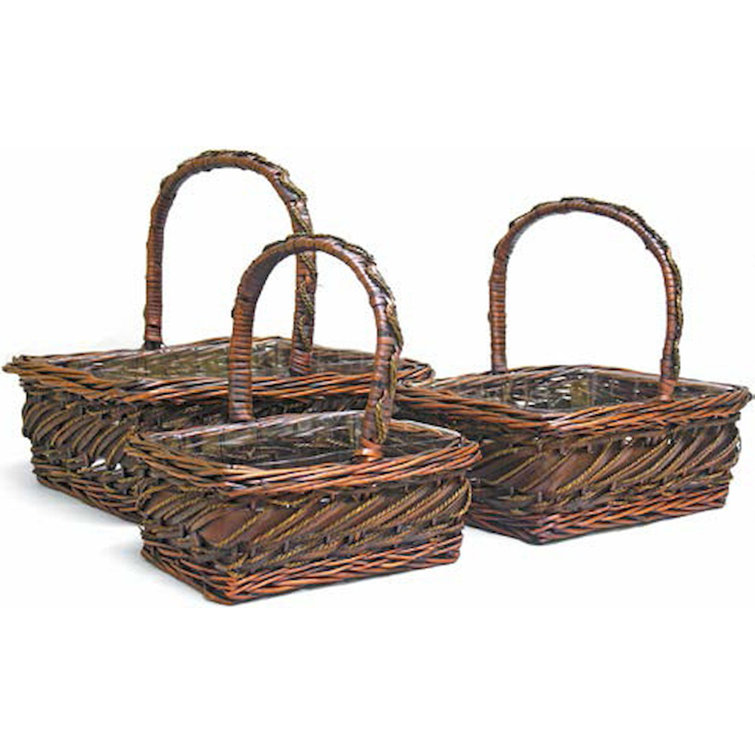 August Grove® Rectangle 3 Piece Wicker Basket Set Wayfair